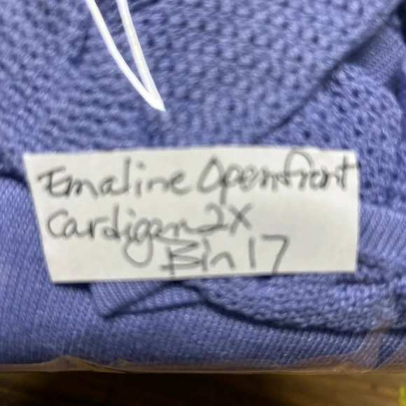 Emaline Women’s 2X  Purple Open Front Topper Cardigan Waterfall Semi Sheer - Picture 10 of 10